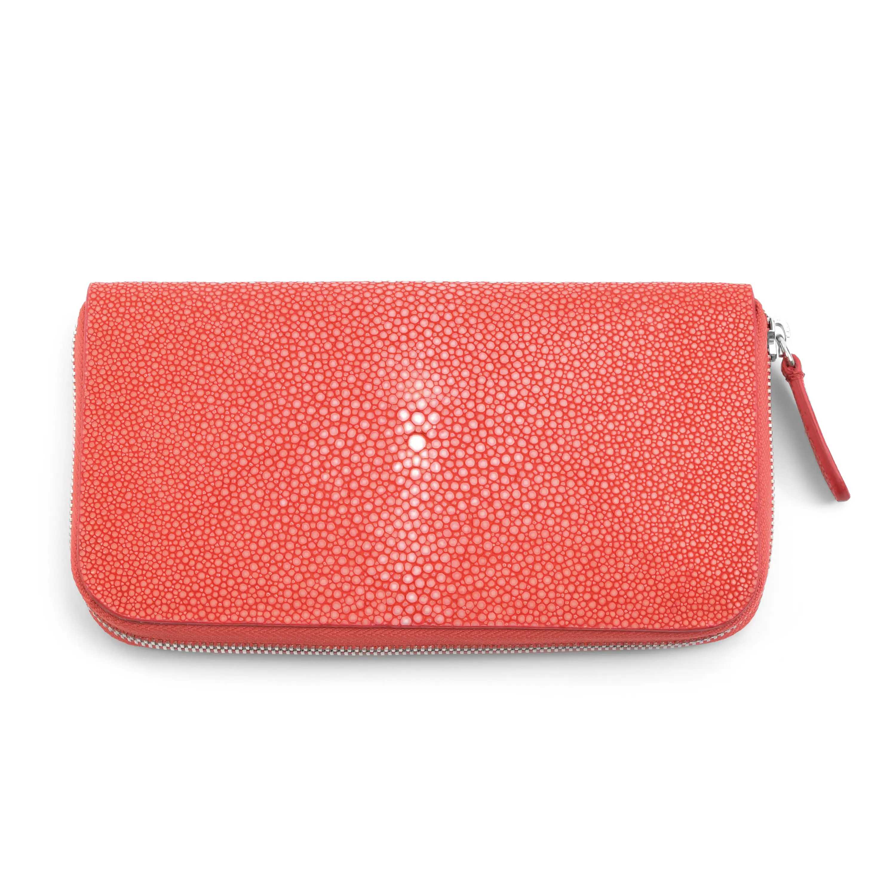 Leder Portemonnaie Groß mit Zip Coral